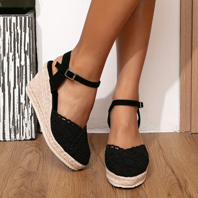 Dames Sandalen Espadrille Sleehak Flanel 4