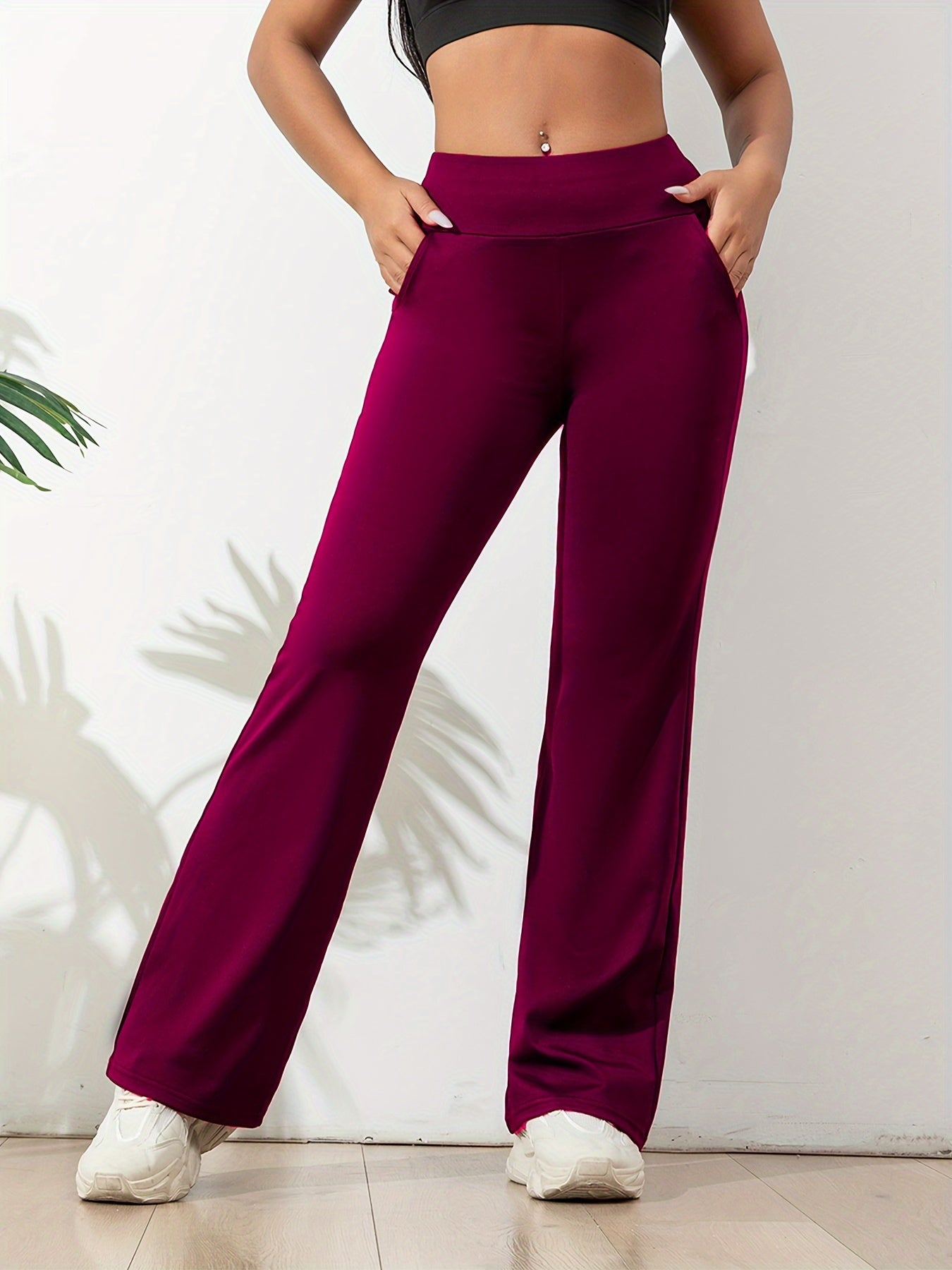 Dames Sportbroek Flared Stretchstof Lang 6