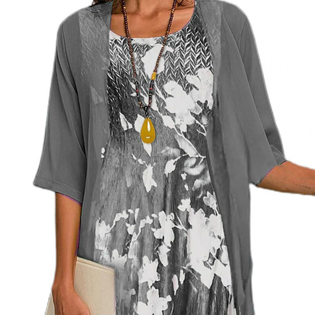 Dames Zomerjurk Elastisch Blauw Groen Grijs 4