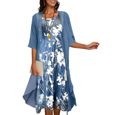 Dames Zomerjurk Elastisch Blauw Groen Grijs 1