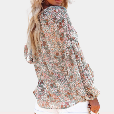 Dames Bloemen Blouse Licht Groen Casual 6