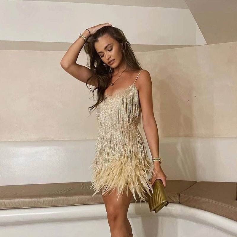 Dames Cocktailjurk Spaghettibandjes Pailletten Witte 5