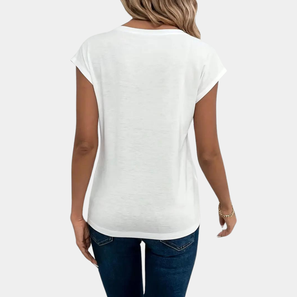 Dames T-Shirt Wit V-Hals Lichtgewicht 2