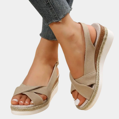 Dames Espadrille Flats Ademend Beige 4