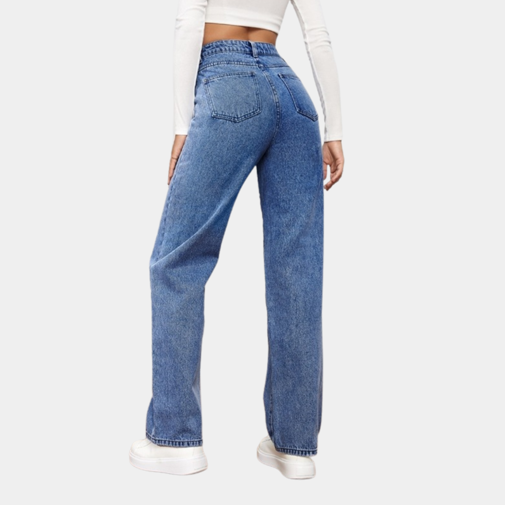Dames Baggy Jeans Hoge Taille Rekbare Denim 2