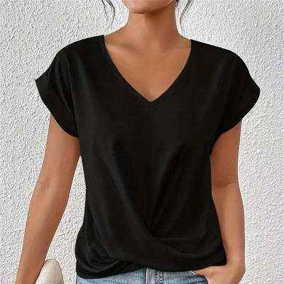 Dames Blouse V-hals Wit Zwart Blauw Rood Roze 3