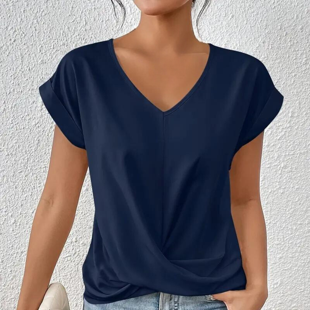 Dames Blouse V-hals Wit Zwart Blauw Rood Roze 4