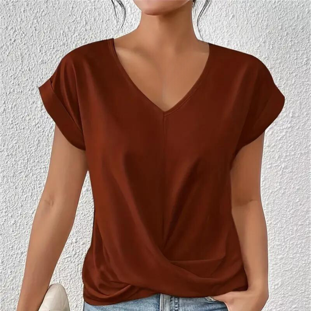 Dames Blouse V-hals Wit Zwart Blauw Rood Roze 5