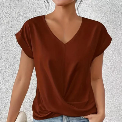 Dames Blouse V-hals Wit Zwart Blauw Rood Roze 5