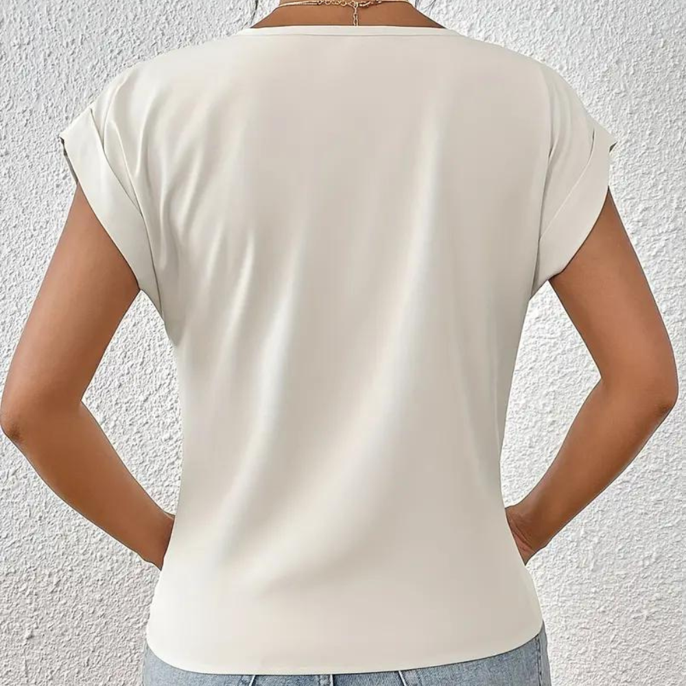 Dames Blouse V-hals Wit Zwart Blauw Rood Roze 2