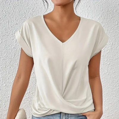 Dames Blouse V-hals Wit Zwart Blauw Rood Roze 1