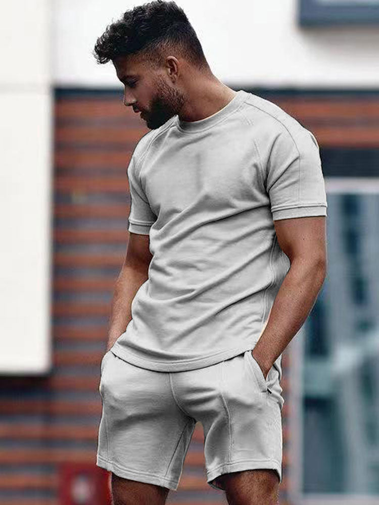 Heren Casual Combi Set Korte Mouwen en Shorts Elastische Taille 1