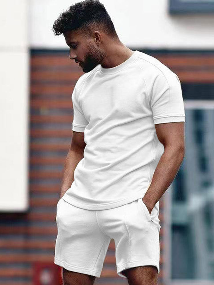 Heren Casual Combi Set Korte Mouwen en Shorts Elastische Taille 4