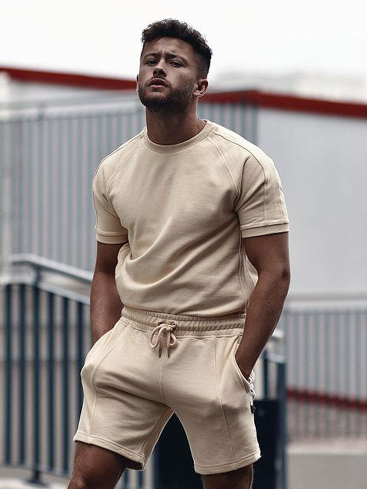 Heren Casual Combi Set Korte Mouwen en Shorts Elastische Taille 2