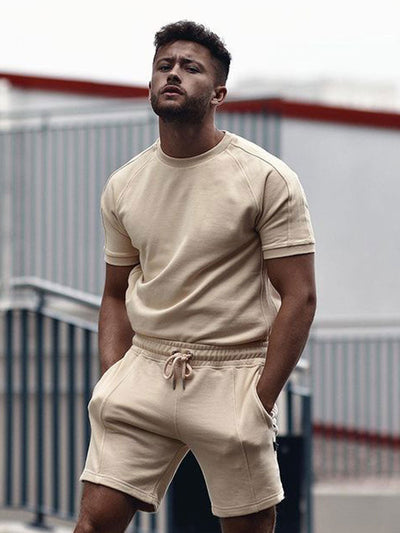 Heren Casual Combi Set Korte Mouwen en Shorts Elastische Taille 2