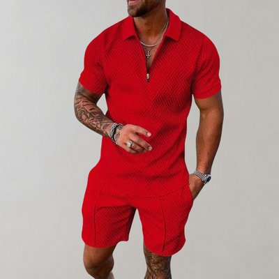 Heren Zomerset Polo Shirt en Korte Broek Zwart Kaki Marineblauw Rood Wit 5