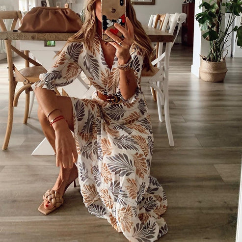 Dames Lange Jurk Met Uniek Patroon Zomer 2