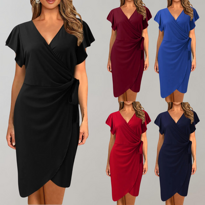 Dames Zomerjurk Knielengte Polyester Zwart/Rood/Blauw 6