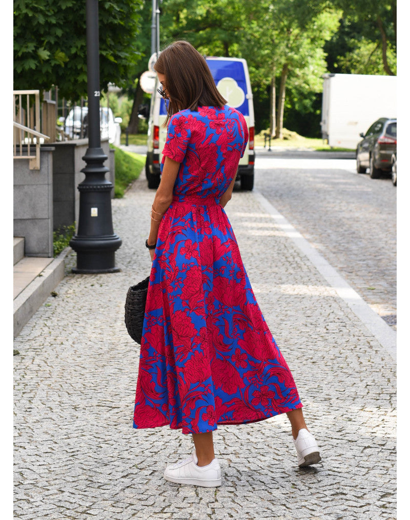 Dames Wikkeljurk Midi Donker Roze 6