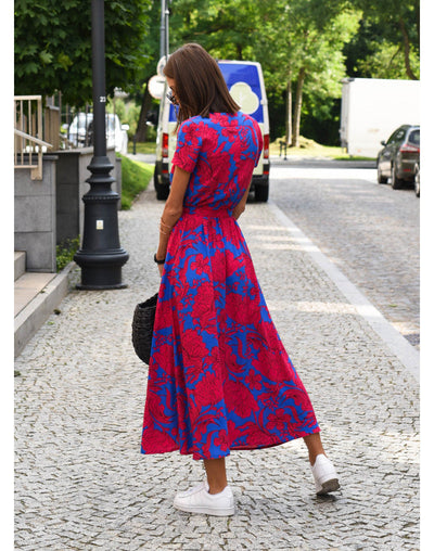 Dames Wikkeljurk Midi Donker Roze 6