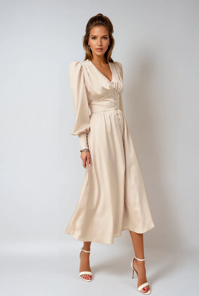Dames Midi-jurk Vloeiend Wit Blauw Beige Khaki 3