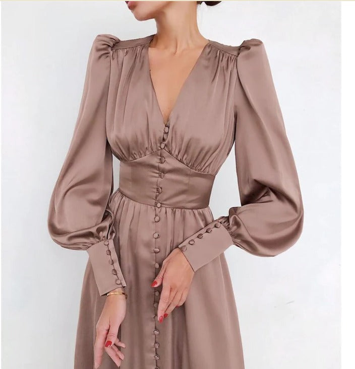 Dames Midi-jurk Vloeiend Wit Blauw Beige Khaki 1