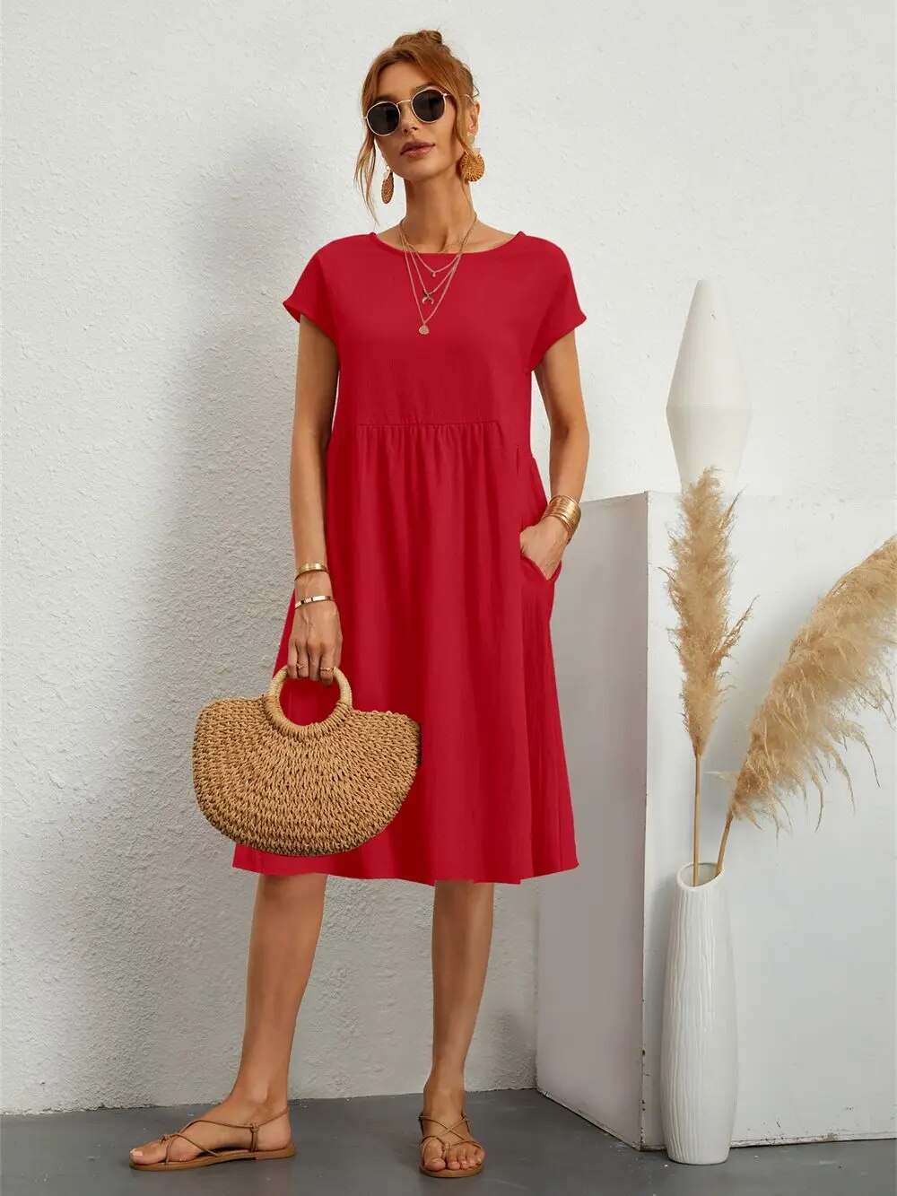Damesjurk Aisha Elegante Pasvorm Zomer Katoen 1
