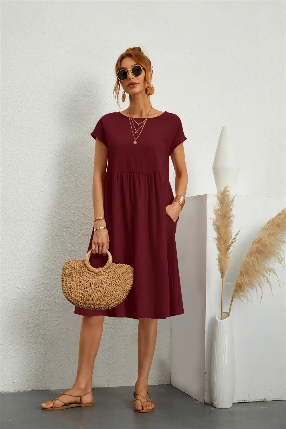 Variant image for Damesjurk Aisha Elegante Pasvorm Zomer Katoen-36