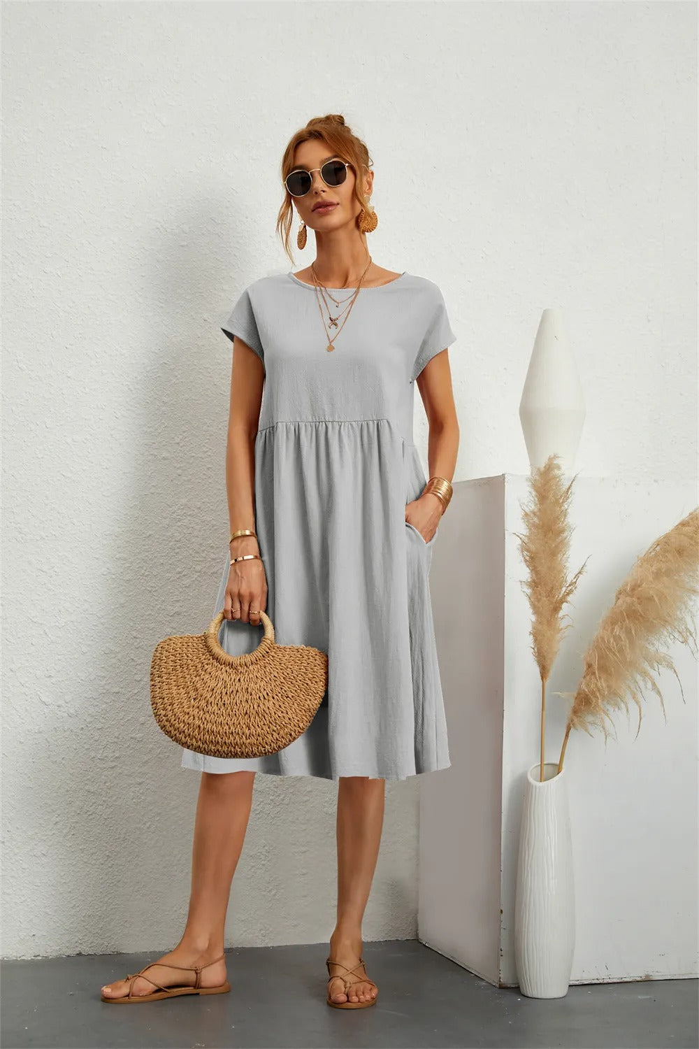 Variant image for Damesjurk Aisha Elegante Pasvorm Zomer Katoen-26