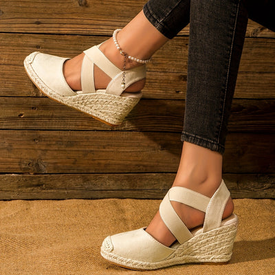 Variant image for Dames Espadrilles Sleehak Effen Kleur Met Enkelbandje-4